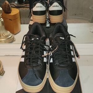 Adidas Women Black, White, and Tan Sneakers